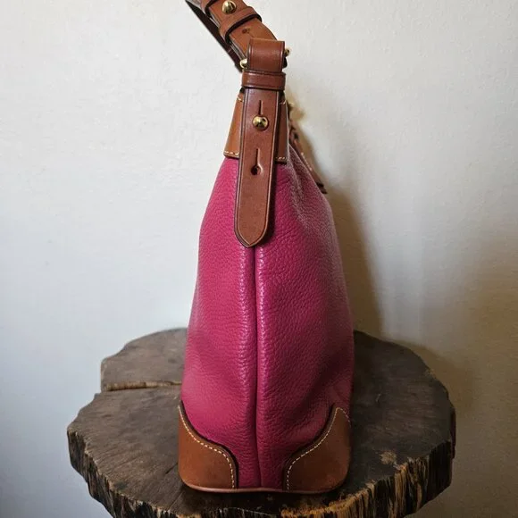 Dooney & Bourke Erica Pebbled Leather Hobo Shoulder Bag Fuchsia Pink - Picture 12 of 16